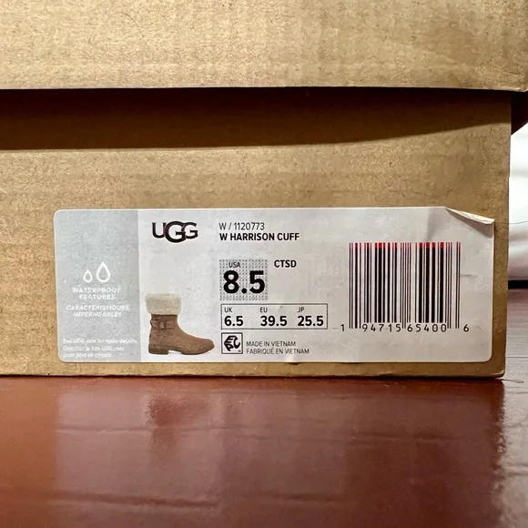 UGG Harrison Cuff Waterproof Suede Boots – Chestnut Tan - Size 8.5 - Picture 2 of 8